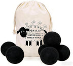 6 Pack Wool Dryer Balls Laundry Reusable Anti Static, Cotton Balls Wool Laundry Balls for Dryer Reduces Clothing Wrinkles Natural Fabric Softener Last 1000+ Loads (Black, 2.75 in/7 cm)