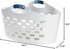Rubbermaid 1.5 Bushel Capacity Durable Versatile Flex N Carry Portable Flexible Laundry Basket With Convenient Carrying Handles, White, Organization and Storage for Laundry/Garage/Home