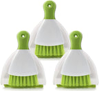 Small Hand Dust Pan and Brush - Small Broom and Dustpan Set, Mini Broom and Dustpan, Compact Dustpans and Brush for Home Cleaning, Sofa, Desk, Guinea Pig Cage, Cat Litter, etc. (Green 3 Set)