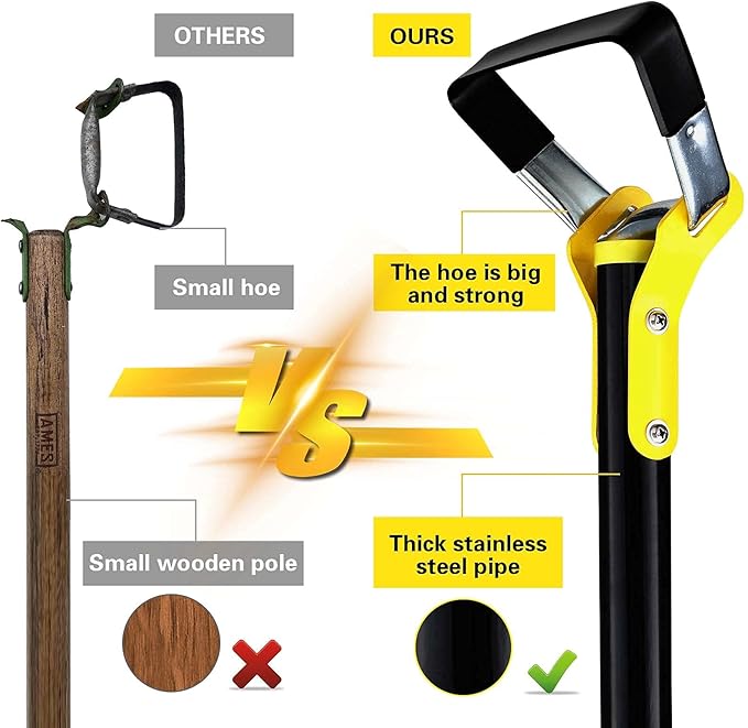 SANDEGOO Garden Hoe Tool，42 inch Weeding Tools for Garden,Handheld Weeding Rake Planting Vegetables Farm,Sharp Durable Gardening Gifts for Hoe Garden Tool Traditional Steel Quenching Forging Process