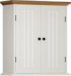 ChooChoo Bathroom Wall Cabinet, Over The Toilet Space Saver Storage Cabinet, Medicine Cabinet with 2 Door and Adjustable Shelves, Cupboard, Antique White & Brown
