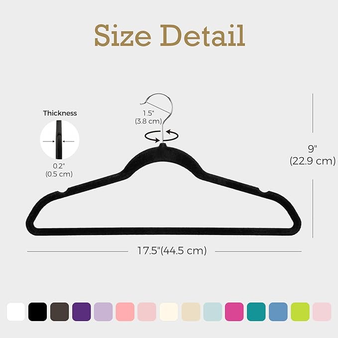 HOUSE DAY Black Velvet Hangers 360 Pack, Premium Non-Slip Felt Clothes Hangers, Sturdy Black Hanger Heavy Duty Durable for Coat, Suit, Space Saving No Hanger Mark Rotating Hook