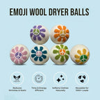 Ezhippie Quality Wool Dryer Balls - 6 XL Flower Pack - 1000+ Loads - Pure Organic Wool - Reusable Natural Fabric Softener Perfect with Essential Oils, Reduce Clothing Static and Wrinkles