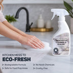 Countertop Cleaner & Sealer – Streak-Free Spray for Granite, Marble & Quartz | Cleans & Protects in One Step | USDA BioPreferred, Non-Toxic, No Film