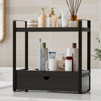 Boulphia 2-Tier Bathroom Organizer Countertop with Drawer, Wood Bathroom Counter Shelf for Storage, Vanity Organizer Countertop for Kitchen, Office