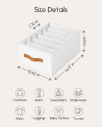 Homsorout Closet Organizers and Storage - Fabric Clothes Organizer with Handles, Foldable Jeans Organizer for Clothes, Drawer Organizer for Shirts, Bra, Sweater, Scarf, 4 Pack, White