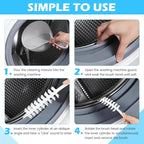 2PCS Washing Machine Cleaning Brush,Rolling Washing Machine Cleaner Front Loader Cleaning Tools with Storage Hook(23.23x5.51x1.38inch)