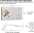 Squeegee for Shower Glass Door, 11-Inch Shower Squeegee for Glass Doors, Bathroom Silicone Squeegees Wiper for Shower with Non-Slip Handle, No-Drilling Silicone Hanging Hook, for Tiles, Mirror(White)