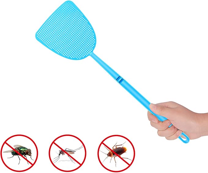 Boao 20 Pcs Fly Swatter Bulk Plastic Colorful Strong Flexible Manual Fly Swat Set Long Handle Durable Bug Swatter for Indoor and Outdoor