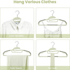 Heavy Duty Plastic Hangers 50 Pack with Non-Slip Design,0.2 Inches Thick,360°Swivel Hook Space Saving Organizer for Bedroom Closet,Shirts,Pants,Strong Enough for Coat(Matcha Green- S Shaped)