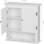 UTEX Bathroom Wall Cabinet, Bathroom Medicine Cabinet with Adjustable Shelves and Doors, Space Saving Wall Storage Cabinet, White