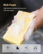 Kitchen Sponges,Heavy Duty Scrub Kitchen Sponge,Clean Tough Messes Without Scratching Sponges Kitchen,Pop Up Eco Sponges DIY White (6 Pack)