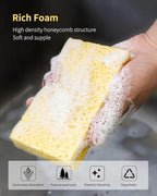 Cellulose Sponges,Heavy Duty Scrub Kitchen Sponge,Clean Tough Messes Without Scratching Sponges Kitchen,Pop Up Eco Sponges DIY Orange (6 Pack)