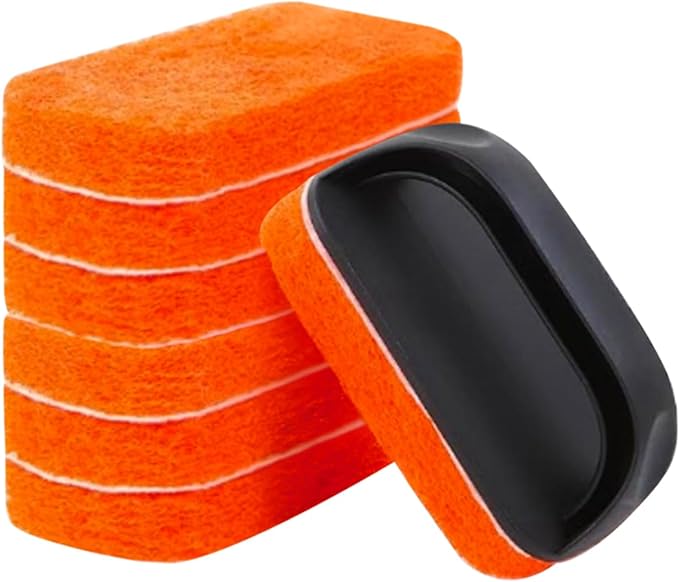 Griddle Cleaning Kit for Blackstone, Flat Top Grill Cleaner - Non-Scratch Scouring Pads for Blackstone Griddle Accessory,7 Griddle Scrubber Pads with 1 Handle,Easy Cleaning on Hot or Cold Surfaces