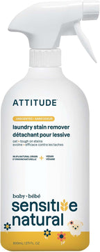 ATTITUDE Laundry Stain Remover for Baby Clothes, Plant- and Mineral-Based Ingredients, Vegan and Cruelty-free Laundry Products for Sensitive Skin, Unscented, 27 Fl Oz