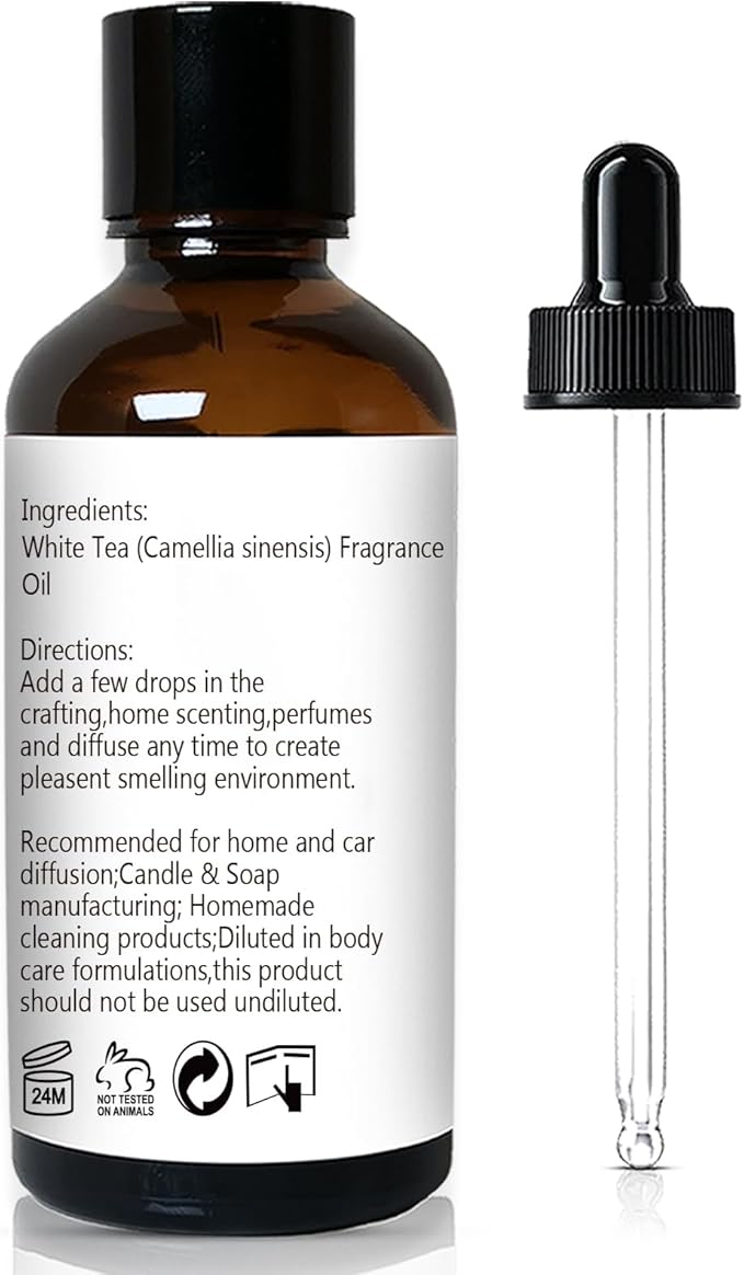 White Tea Fragrance Oil, Perfume Oil, Home Scent Oils for Soaps, Candle Making, Dryer Balls, Diffusers, Laundry, Slime -1 oz /30ml