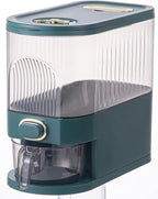 Sooyee 11 Lbs Rice Dispenser, Large Grain Container Storage with Lid Measuring Cylinder Moisture Proof Household Cereal Dispenser Bucket for Kitchen Soybean Corn,Clear and Green