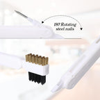 2Pcs Kitchen Cleaning Scrub Brush, 4 in 1 Deep Gas Stove Brass Wire Brush with Stiff Bristles and Cooktop Scraper Stainless Steel Scrubber for Range Hood Grease Grime Rust Cleaner Pot Pan