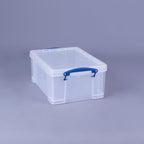 Really Useful Box Stackable 9 Liter Plastic Storage Container Bin with Snap Lid and Built-In Clip Lock Handles for Home & Office Organization (3 Pack)