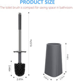 SetSail Toilet Brush, Compact Size Toilet Bowl Brush and Holder Toilet Brushes for Bathroom with Stainless Steel Handle Toilet Cleaner Brush with Durable Scrubbing Bristles, 4 Packs, Gery