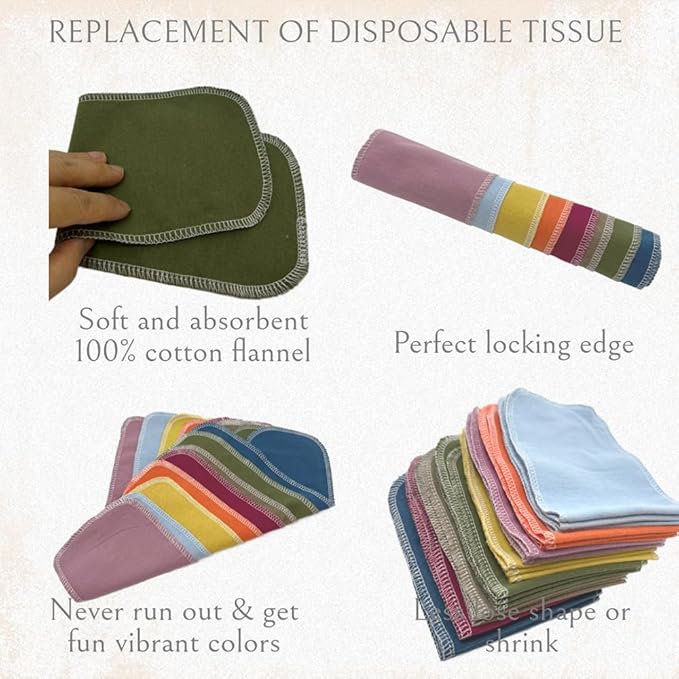 Reusable Toilet Paper Towels 24 Count Roll,Washable Absorbent Cotton Cloth Paper Bidet Towels,Zero Waste Multifunctionl Cleaning Supplies Hand Towels for Bathroom(Solid 8 Colors)