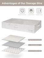 StorageWorks Large Under Bed Storage Containers with Handles and Label Holder, 2 Pack Ultra-thick Fabric Underbed Bins, Closet Organizer for Clothes, Blankets, Sweater