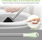 Toilet Brush and Holder Set, 3 Pack with Stainless Steel Handle Toilet Bowl Brush, Compact Toilet Scrubber Brush for Deep Cleaning Bathroom Restroom, Easy to Assemble White & Gray