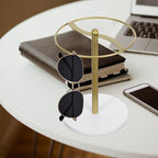Sunglasses Storage Rack with Metal Frame and Pine Wood Base, Glasses Holder Stand for Eyewear Display and Desktop Organization, Sunglass Organizer Suitable for Home and Office