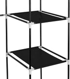 Portable Closet Wardrobe,67'' Closet Storage Organizer Rack with Shelves and Cover for Hanging Clothes, Non-Woven Fabric, Quick and Easy to Assembly (Black)