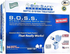 Bio-Safe Organics B.O.S.S - Septic Tank Treatment - 36 Monthly Doses - Septic Cleaner - Drain Cleaner - Drain Clog Remover - Unclog Toilet Septic Maintenance - Exxon Valdez Patented 100% Guaranteed
