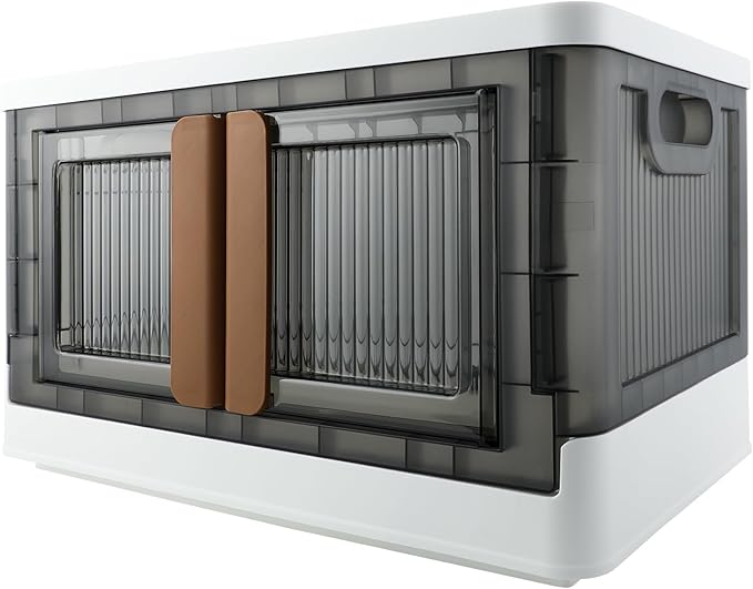 Storage Bin, Cabinet with Lids, 8.4 Gallon Capacity, With Double Door and Lock, Foldable, Plastic, Underbed or Countertop Use, Home Organizer