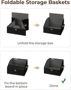 StorageWorks Closet Storage Bins, Trapezoid Organizer Box for Shelves, Fabric Clothes Bin, Foldable Organizing Baskets with Handles, Small, Black, 3-Pack