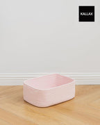 Small Woven Basket, 13.5 x 9.5 x 5 Inches, Storage Basket for Organizing, Cute Small Rope Shelf Closet Cube Storage Bins Baskets for Shelves, Dog Toy Gift Baskets Empty, 3 Pack Light Pink
