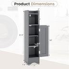 Tangkula Small Bathroom Storage Cabinet with Door, Toilet Paper Holder Stand with Adjustable Shelves & Open Compartment for Small Spaces, Narrow Freestanding Storage, 7 x 7.5 x 31.5 Inches (Grey)