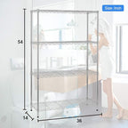 BestOffice Adjustable Wire Shelving Storage Shelves Heavy Duty Shelving Unit for Small Places Kitchen Garage (Chrome, 36×14×54)