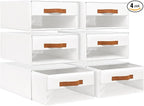 DIMJ Closet Organizers and Storage - Fabric Bins with Drawers for Closet Foldable Clothes Organizers with Clear Window, Stackable Storage Drawers Units for Bedroom, Living Room, 6-Pack, White