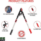 EZ Kut Tree Trimming Combo Kit – Includes 42" Extendable Ratcheting Lopper + Sling Pak Sheath + Bonus Replacement Blade – Heavy Duty Garden Tools Set, Pruning Shears for Thick Branches (Pink Pack)