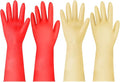 Rubber Cleaning Gloves for Dishwashing - 6 Pairs Kitchen Gloves for Washing Dishes, Reusable Household Gloves for Bathroom, Gardening (Medium, Red & Yellow, 3 Pairs of Each Color)
