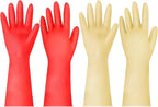 Rubber Cleaning Gloves for Dishwashing - 6 Pairs Kitchen Gloves for Washing Dishes, Reusable Household Gloves for Bathroom, Gardening (Medium, Red & Yellow, 3 Pairs of Each Color)