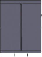 Portable Closet Wardrobe,71'' Closet Storage Organizer Rack with Shelves and Cover for Hanging Clothes, Non-Woven Fabric, Quick and Easy to Assembly (Gray)