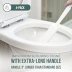 Powerstone Pumice Stone Toilet Bowl Cleaner with Extra Long Handle - 4 Pack | 3'' Longer Handle | Remove Hard Water Stains, Rings & Limescale from Toilets, Bathtubs, Sinks, Pools, BBQ