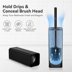 DOWRY Toilet Bowl Brush and Holder for Bathroom, Deep Cleaning Toilet Brush and Holder Set with Long Handle, Hidden Toilet Bowl Brush with Replaceable Head,Modern Decor Black Square 2PCS
