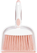 NACENA Small Dust Pan and Brush Set, Mini Broom and Dustpan Set Small Hand Broom and Brush Combo Dust Pan for Home Cleaning Drawers Desktop Sofas and Outdoor, Pink