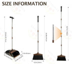 Broom and Dustpan Set with Long Handle, Light Weight Stainless Steel Poles Stand Upright Dustpans with Broom Combo for Home Kitchen Office Pet Dog Hair, 1-Pack (Black Brown)