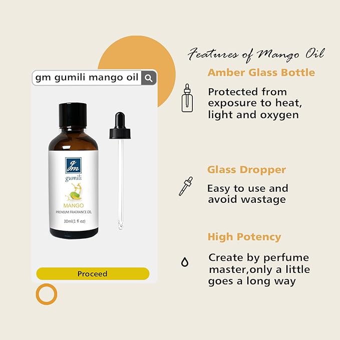 Mango Fragrance Oil, Perfume Oil, Home Scent Oils for Soaps, Candle Making, Dryer Balls, Diffusers, Laundry, Slime -1 oz /30ml