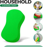 Multi-Purpose Sponges for Cleaning - Lime Green 4 Pack, Large Sponges for Car Washing, Tile & Grout, All Purpose Cleaning