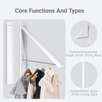 Clothes Drying Rack Folding Indoor,Laundry Room Organization,Wall Mounted Drying Racks for Laundry,Laundry Drying Rack Collapsible,Laundry Drying Rack,Retractable Clothesline (Pearl White)