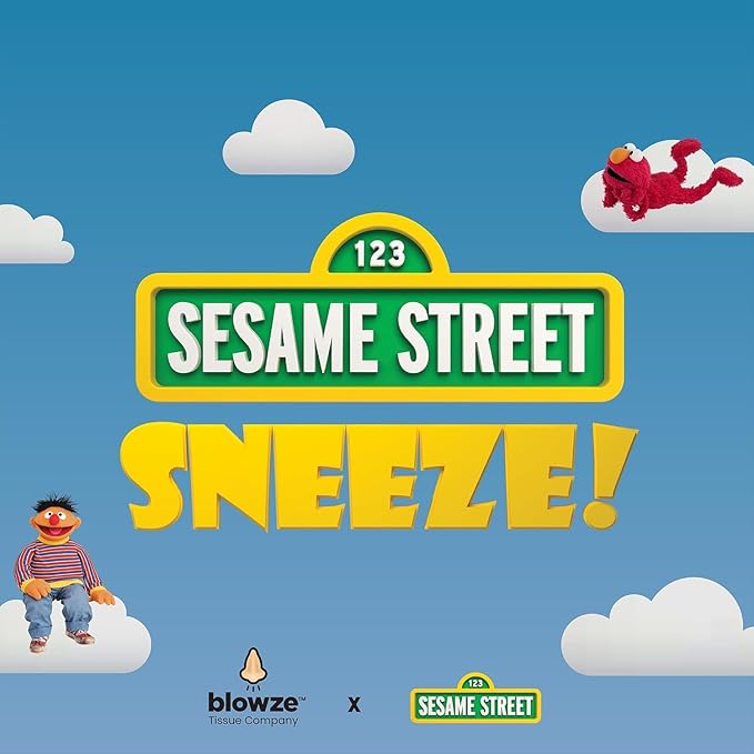 SESAME STREET SNEEZE Facial Tissues - Premium Fun Design Tissues for Kids - Ideal Get Well Gift - Gentle & Absorbent Relief for Sniffles | 8-Pack (992 Total Count/124 Each Box)