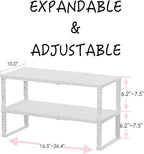 Adjustable Metal Shelving Unit, Stackable & Expendable Storage Rack for Home/Office/Kitchen, Space-Saving，Sturdy&Durable，Easy Assembly (2PACKS/Large/White