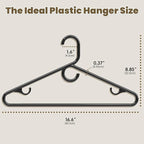 Black Plastic Hangers 36 Pack, Heavy Duty Clothes Hangers with Center Hook & Non-Slip Pants Bar for Standard Size Shirts, Pants, Coat, Dresses, Jackets, Scarves and Belts